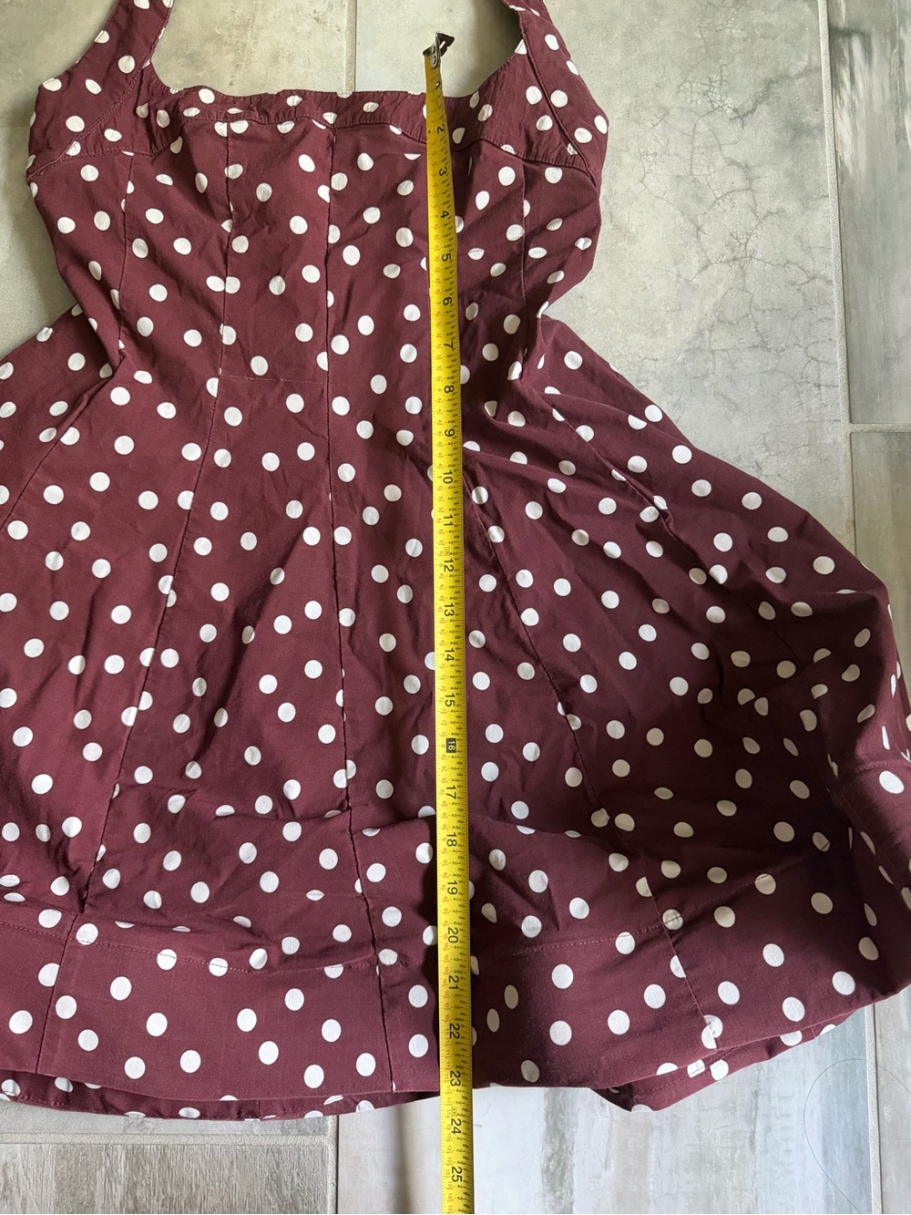 Anthropologie Maeve Halter Square-Neck Skater Mini Dress Maroon Brown Motif S - Picture 6 of 9